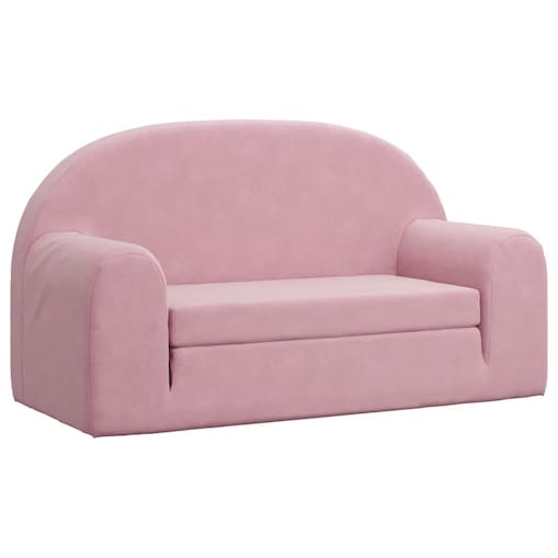 vidaXL 2-os. sofa dla dzieci, rozkładana, różowa, miękki plusz
