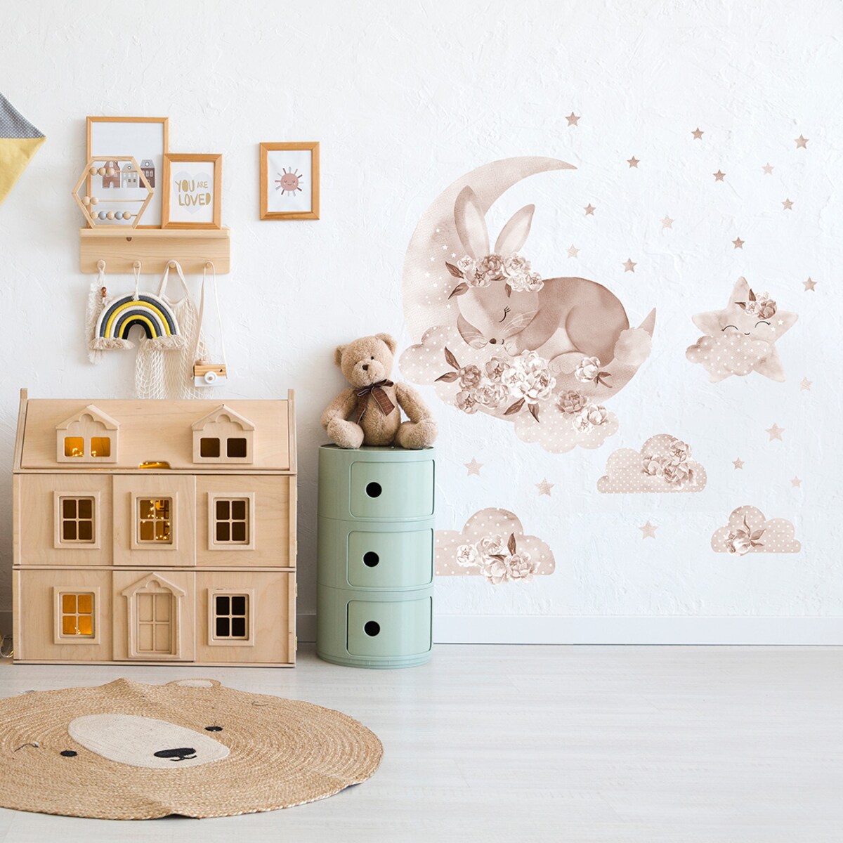 Naklejka na ścianę Śpiący królik boho