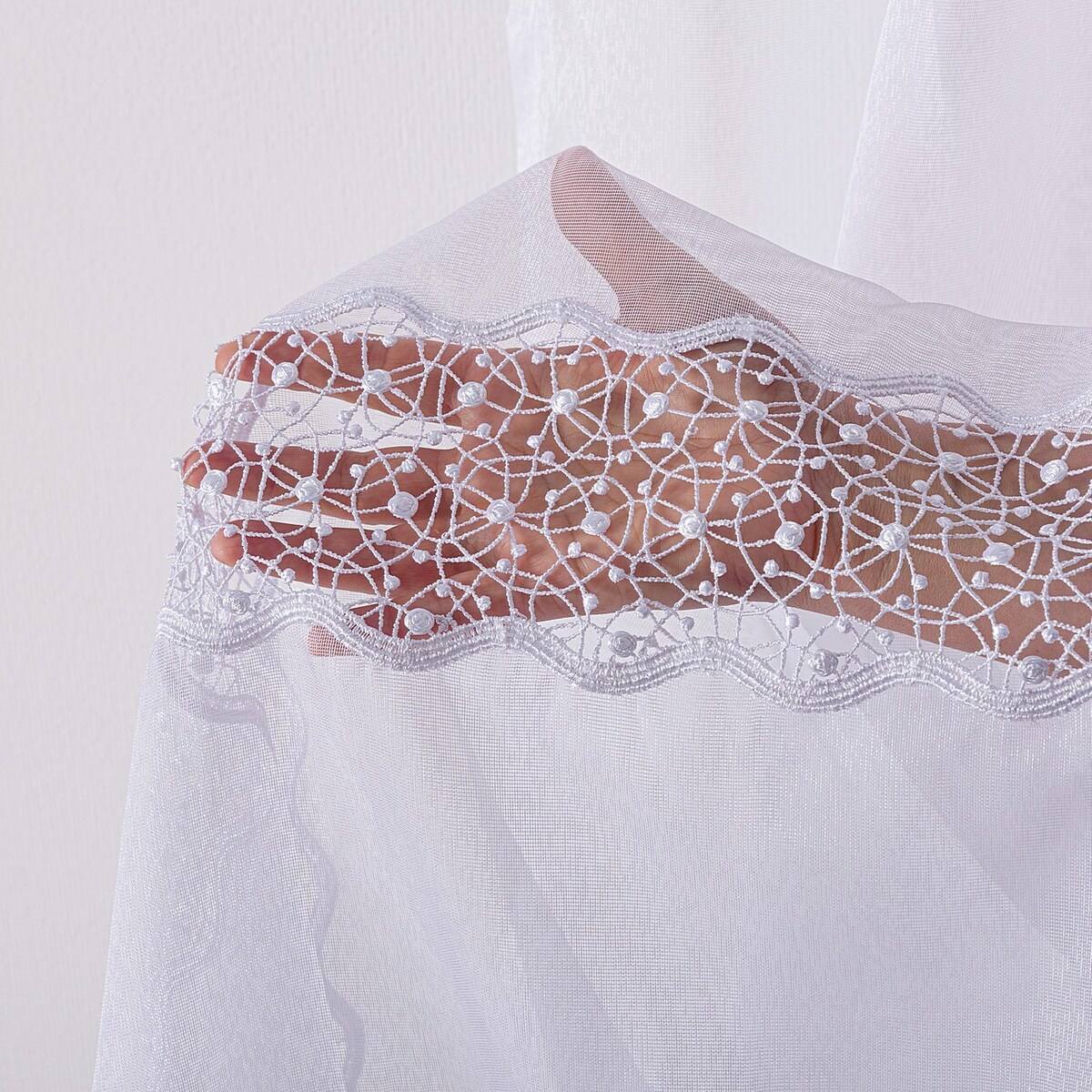 Firana na taśmie 300x245 biały ze wzorem