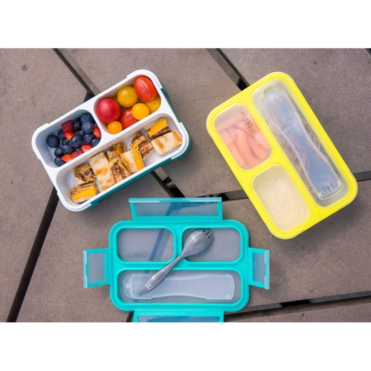 Lunchbox z widelcem Bentö, limonkowy, bblüv