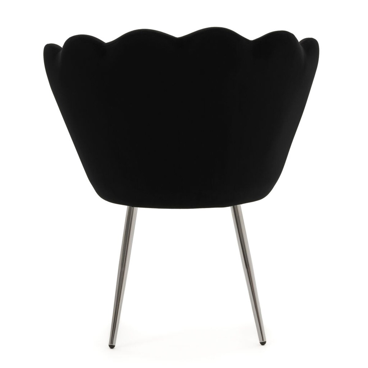 KRZESŁO WELUROWE SHELL MUSZELKA CZARNA NOGI SREBRNE GLAMOUR DO SALONU CHROM