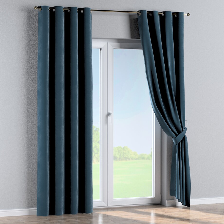 Zasłona na kółkach 1 szt. 130x245 pruski błękit