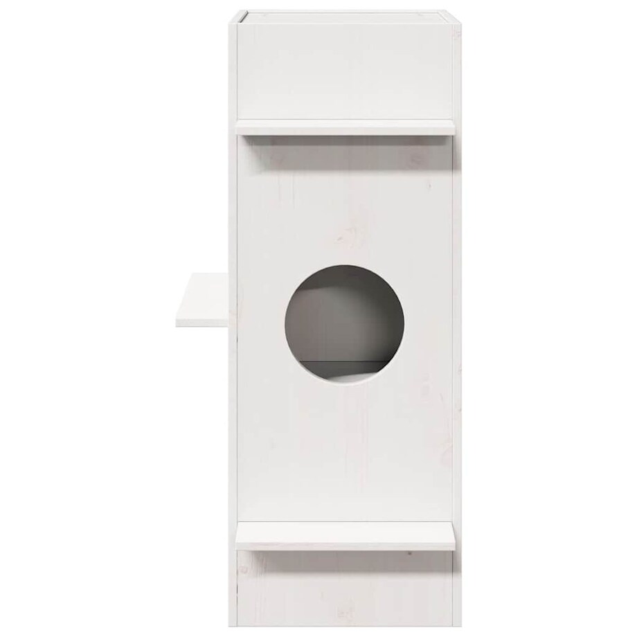 vidaXL Domek dla kota, białe, 43x43x90 cm, lite drewno sosnowe