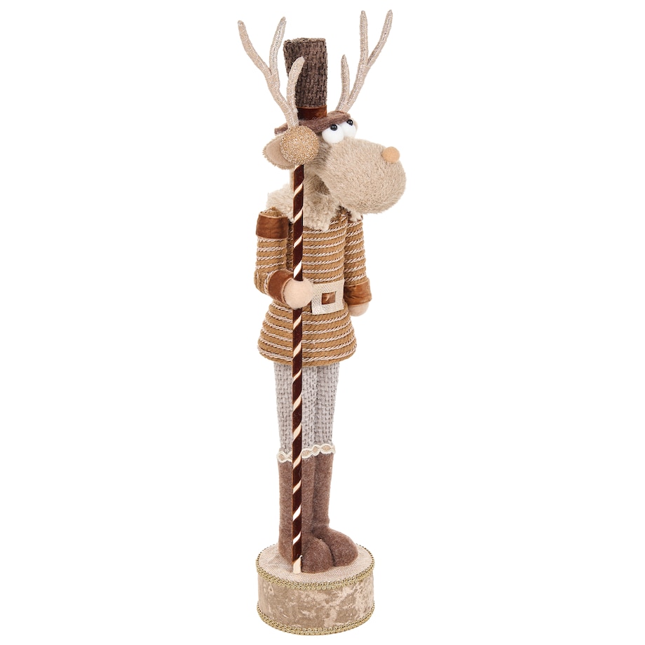 Zestaw 2 figurek dekoracyjnych HAMARI 66/68 cm Niedźwiedź Renifer Beżowy