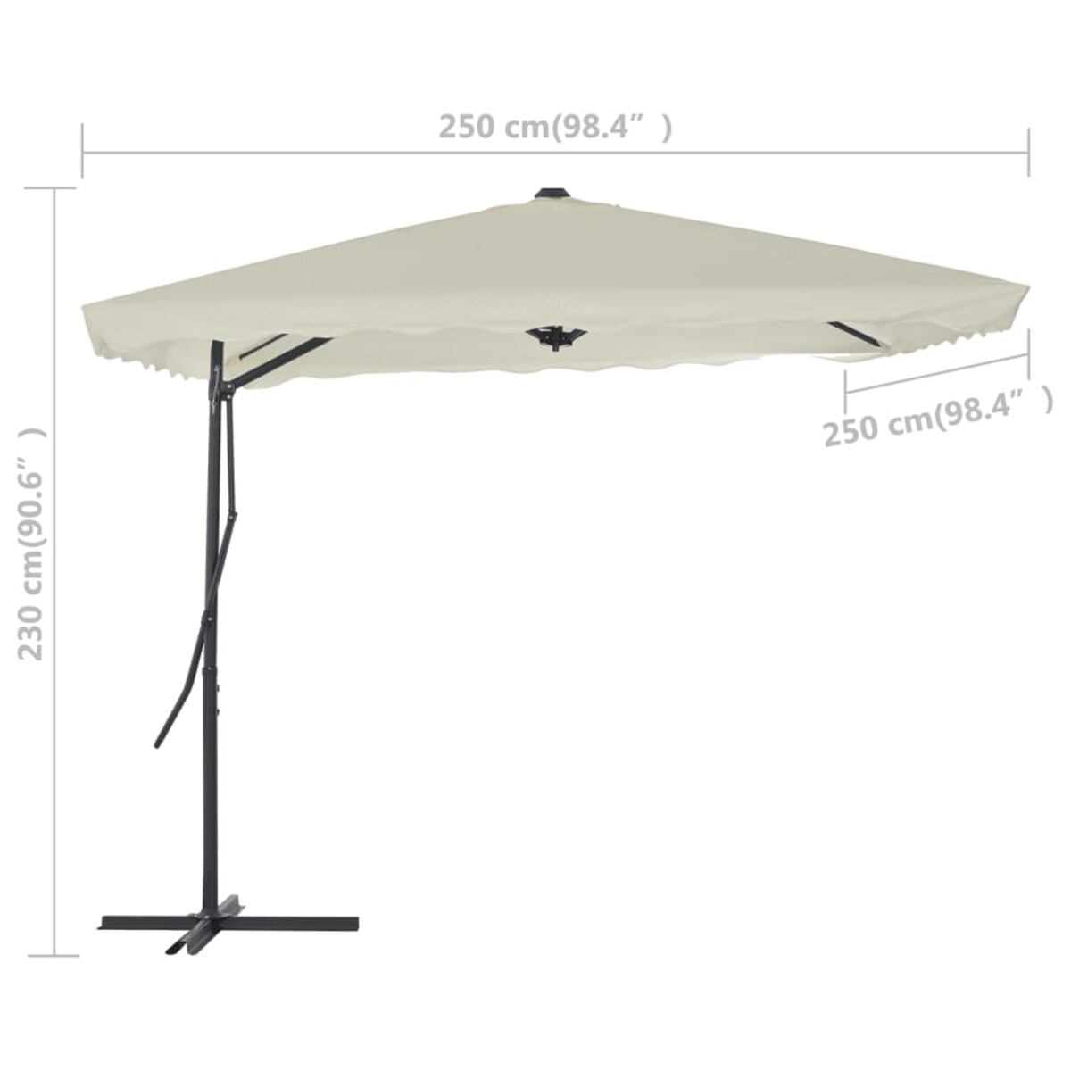 vidaXL Parasol ogrodowy na słupku stalowym, 250 x 250 cm, piaskowy