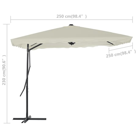 vidaXL Parasol ogrodowy na słupku stalowym, 250 x 250 cm, piaskowy