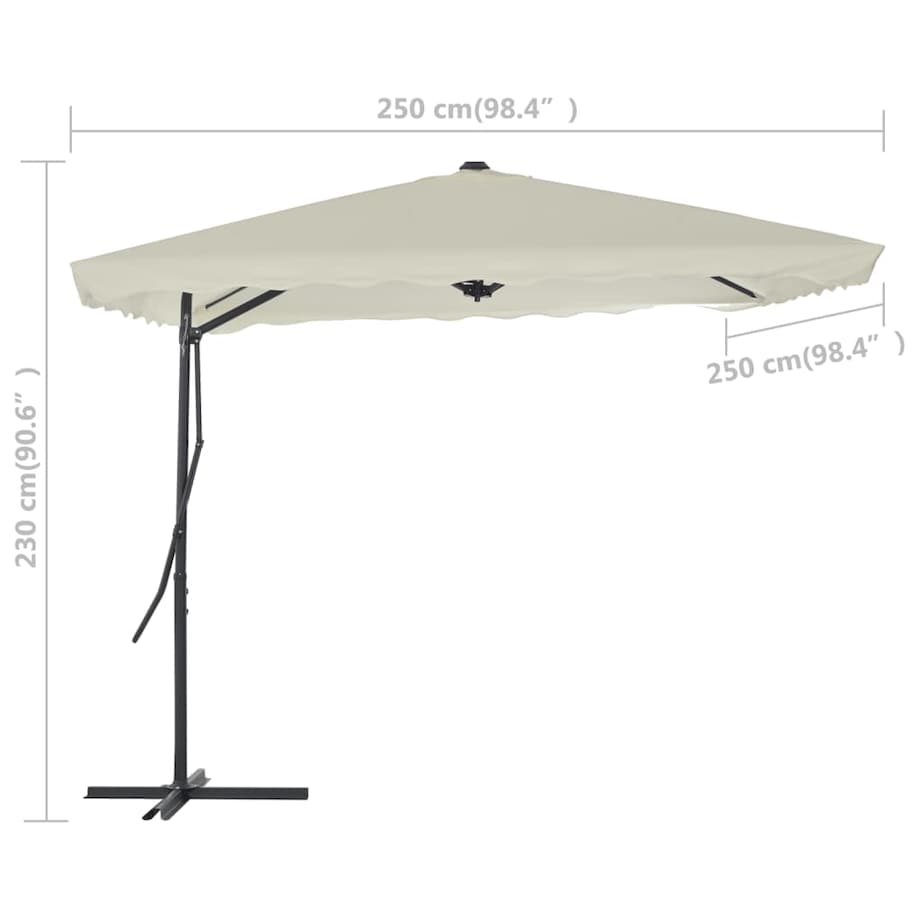 vidaXL Parasol ogrodowy na słupku stalowym, 250 x 250 cm, piaskowy