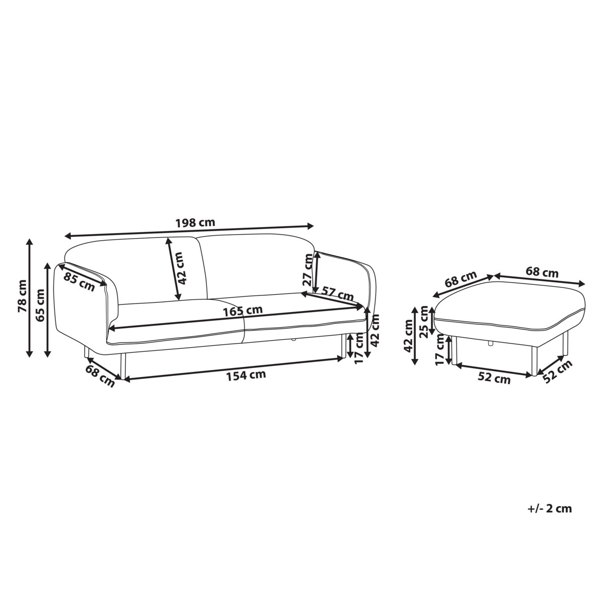 Sofa trzyosobowa boucle z otomaną biała TONSBERG