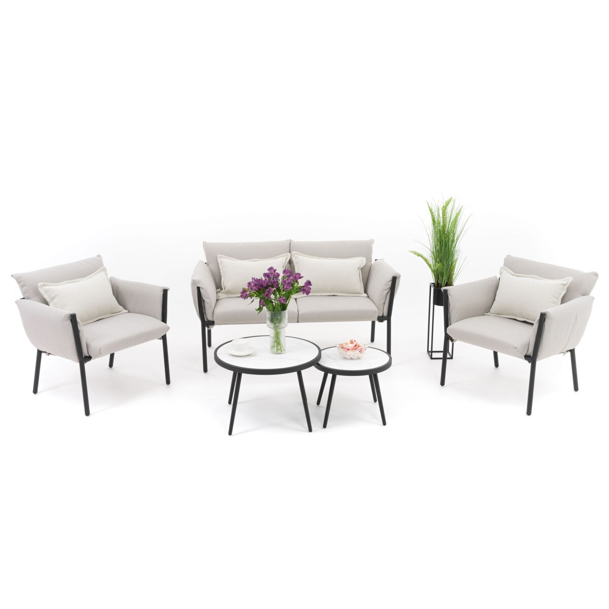 Zestaw mebli ogrodowych taras balkon aluminiowe TULUM beżowo czarne