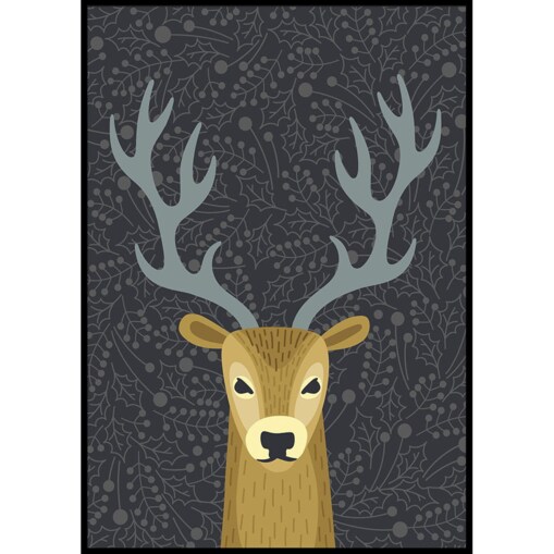 plakat zimowy jeleń 50x70 cm