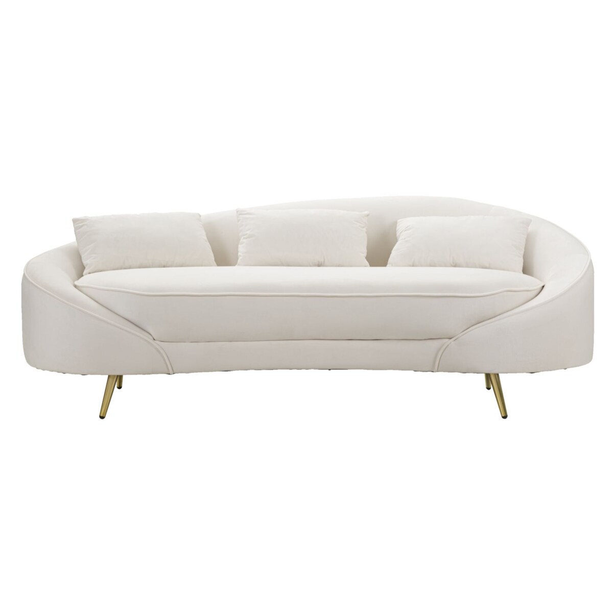 Sofa Oslo, kolor kremowy i złoty, poliester, drewno eukaliptusowe i metal, 185 x 84 x 68 cm, do salonu, Mauro Ferretti