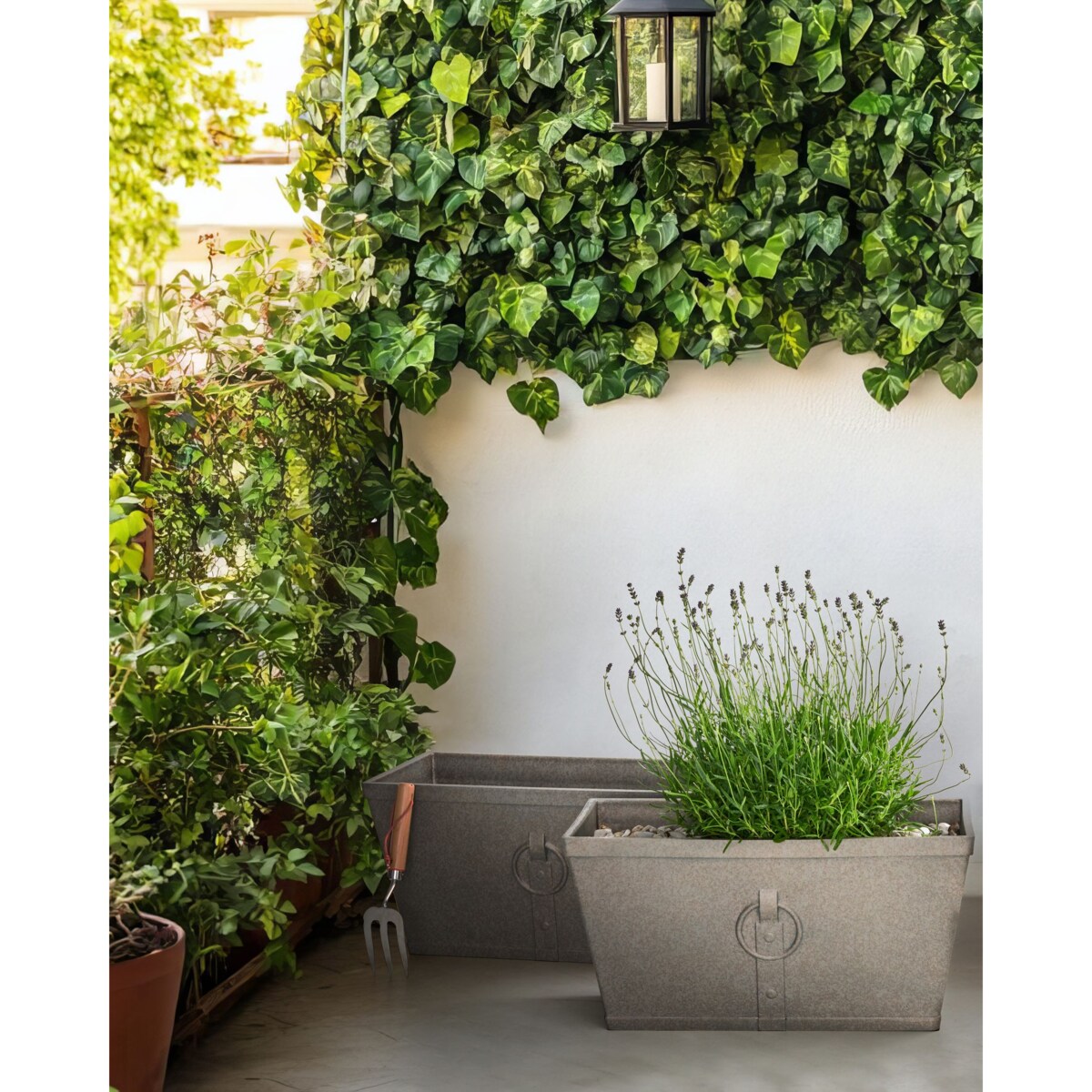 Zestaw 2 doniczek PORIA Kamień 60 cm Brązowy