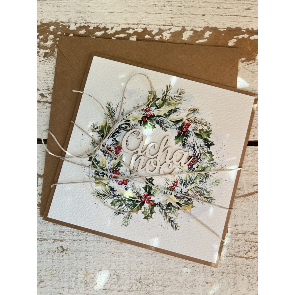 Kartka świąteczna ręcznie robiona na Boże Narodzenie - Cicha Noc