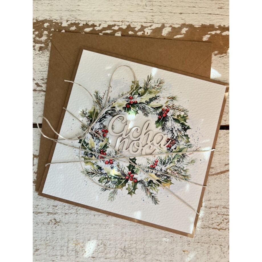 Kartka świąteczna ręcznie robiona na Boże Narodzenie - Cicha Noc