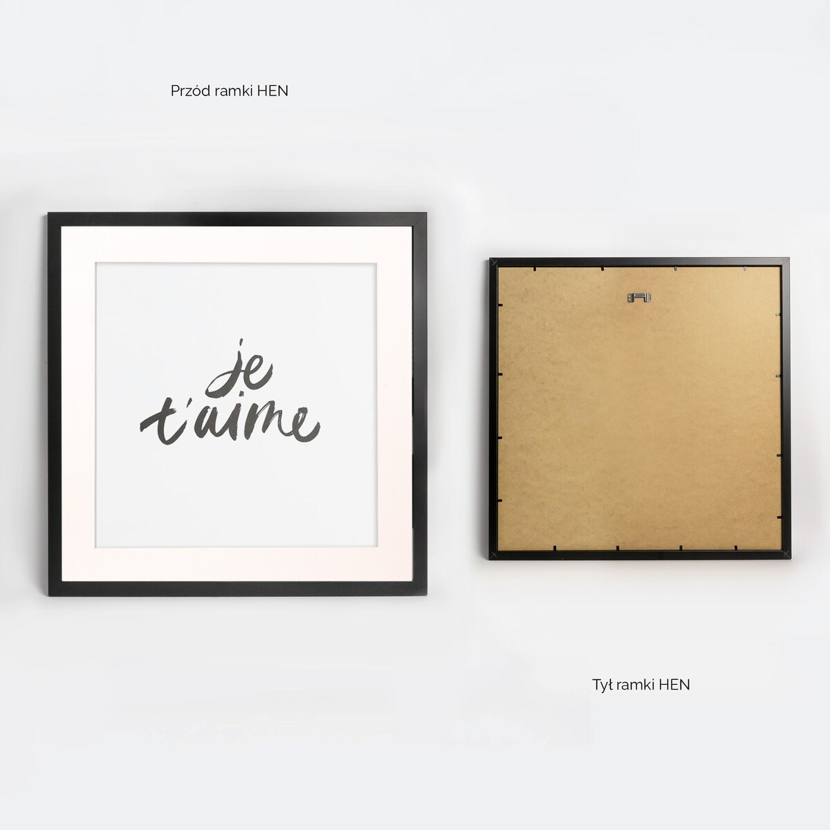 Ramka na zdjęcia 50x50 cm z passe partout czarna ramka z okienkiem passe partout na zdjęcie 40x40 cm kwadratowa ramka FRAMAI®