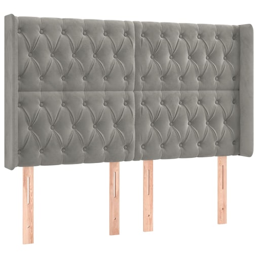 vidaXL Zagłówek uszak, jasnoszary, 147x16x118/128 cm, aksamit