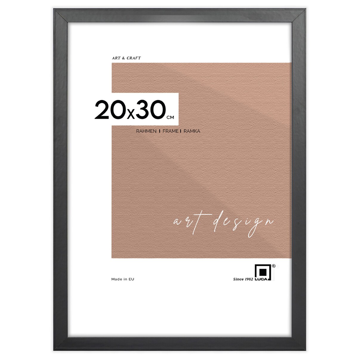 Czarna ramka na zdjęcia 20x30 cm rama MDF z plexi klasyczna ramka zawieszka stopka