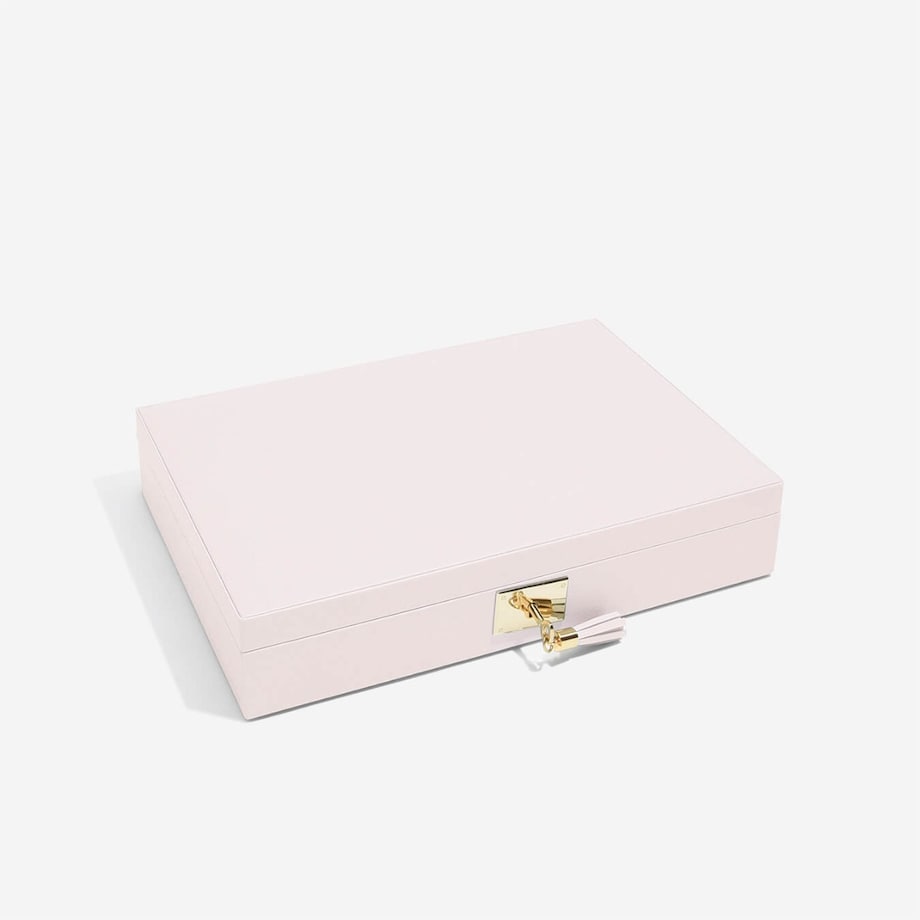 Szkatułka na biżuterię Loves Luxury jasnoróżowa z pokrywką i lusterkiem