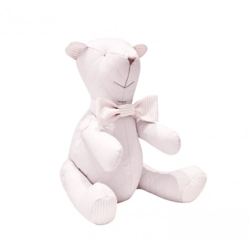 Miś dekoracyjny pudrowy pikowany z kokardą