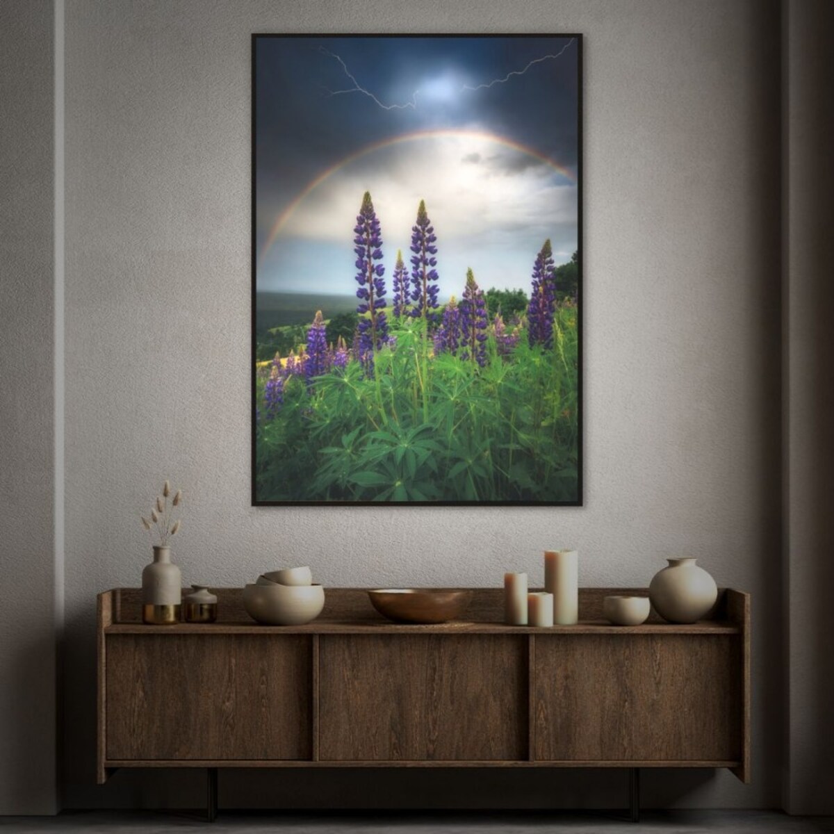 OBRAZ PODŚWIETLANY LED ŁUBIN ramka czarna CANVAS SLIM 40x50 cm + zasilacz