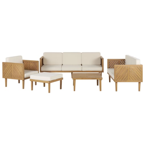 Zestaw ogrodowy ze stolikiem i otomaną dla 6 osób BARATTI Drewno akacjowe Brązowy