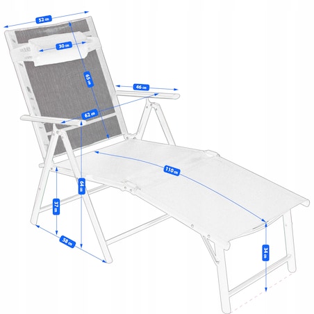 Leżanka ogrodowa aluminiowa z regulowanym oparciem