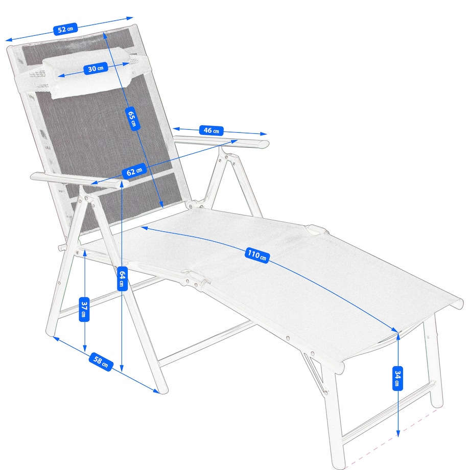 Leżanka ogrodowa aluminiowa z regulowanym oparciem
