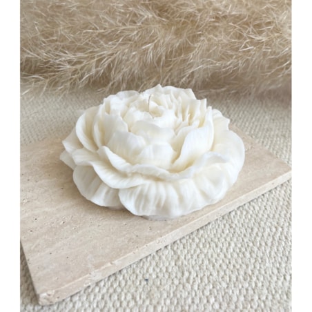 Świeca sojowa ekologiczna dekoracyjna "Peony Queen" 100x40mm biała (duża)