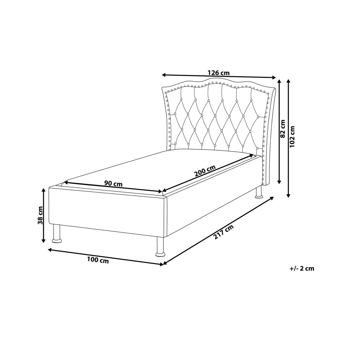 Łóżko welurowe 90 x 200 cm beżowe METZ