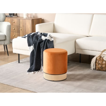 Puf welurowy ⌀ 35 cm pomarańczowy YANKTON