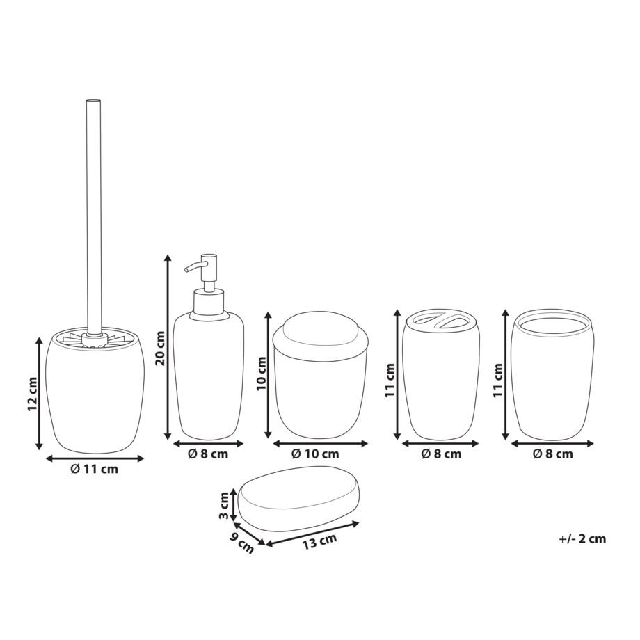 6-częściowy zestaw akcesoriów łazienkowych czarny PALMILLA