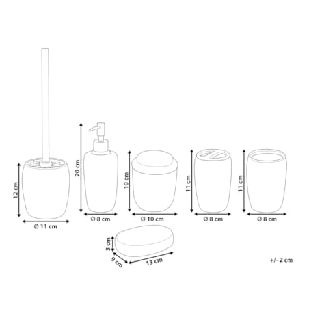 6-częściowy zestaw akcesoriów łazienkowych czarny PALMILLA