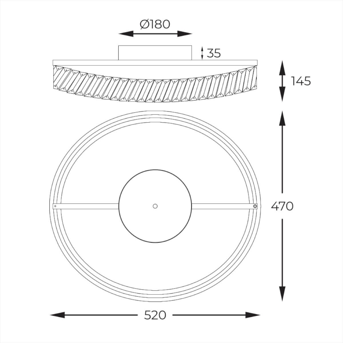 Kryształowa lampa natynkowa Gano MX3317-1-3GT Zumaline LED 40W 3000K złoty
