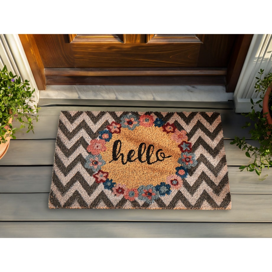 Wycieraczka kokosowa wzór w zygzak 40 x 60 cm wielokolorowa TAHAN