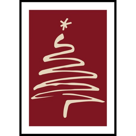 Poster Story, Plakat, Obraz - Choinka na Czerwonym Tle, wymiary 70 x 100 cm