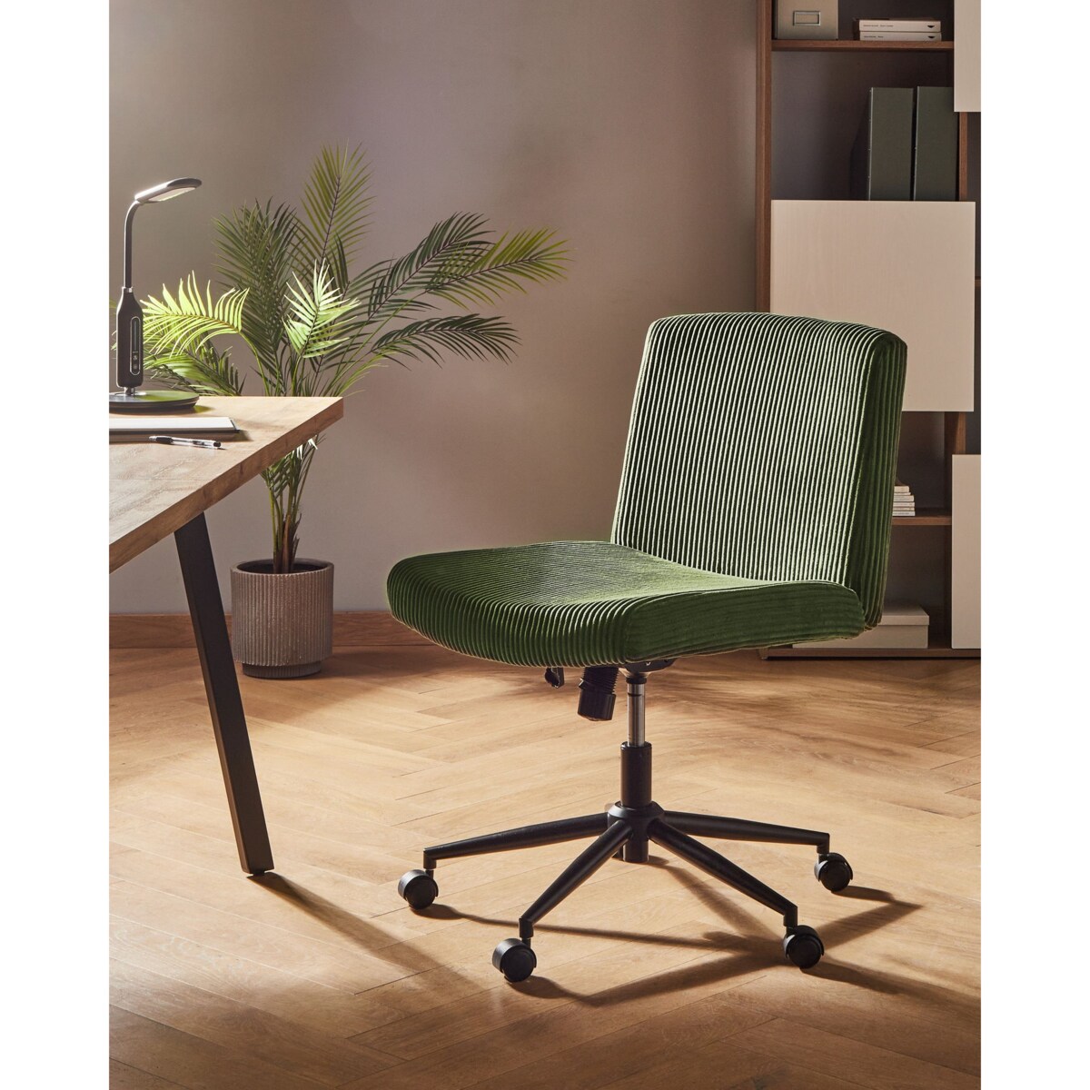 Krzesło obrotowe GEDDES Sztruks Zielony