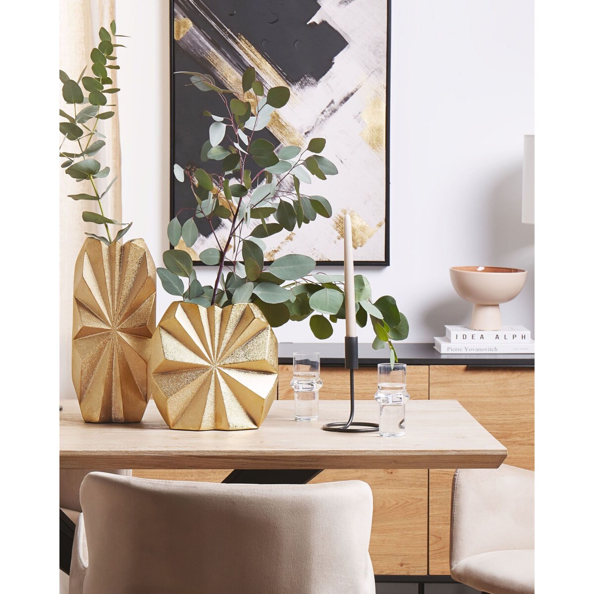 Wazon dekoracyjny ceramiczny 25 cm złoty AELIA