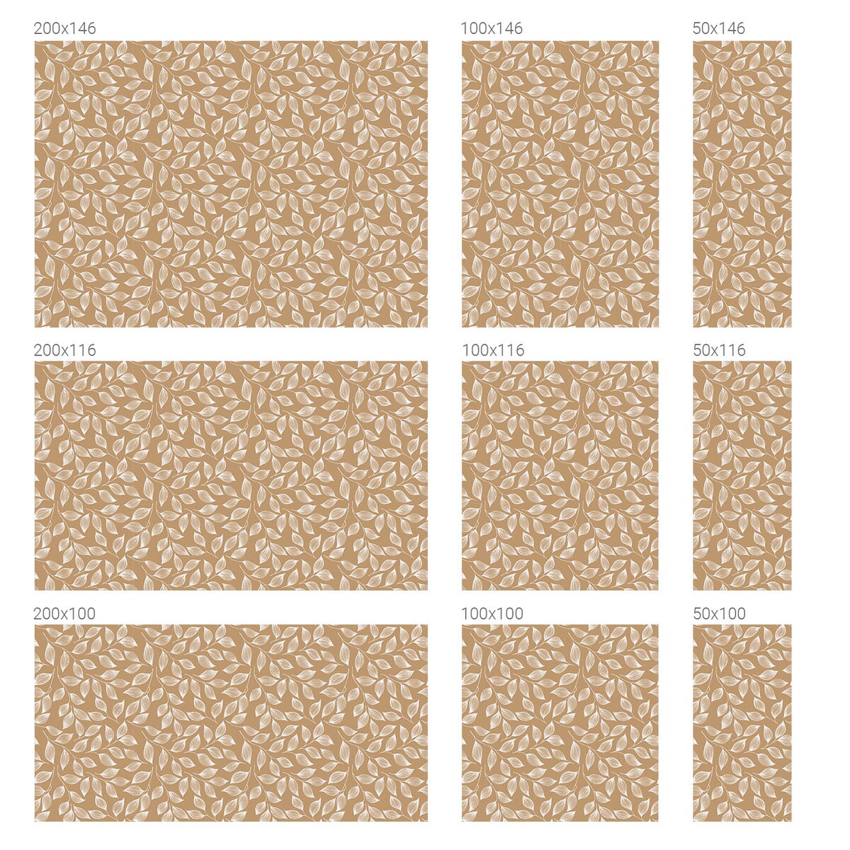 Naklejka na szybę chroniąca prywatność - Liściasty wzór na neutralnym tle - 200x100 cm