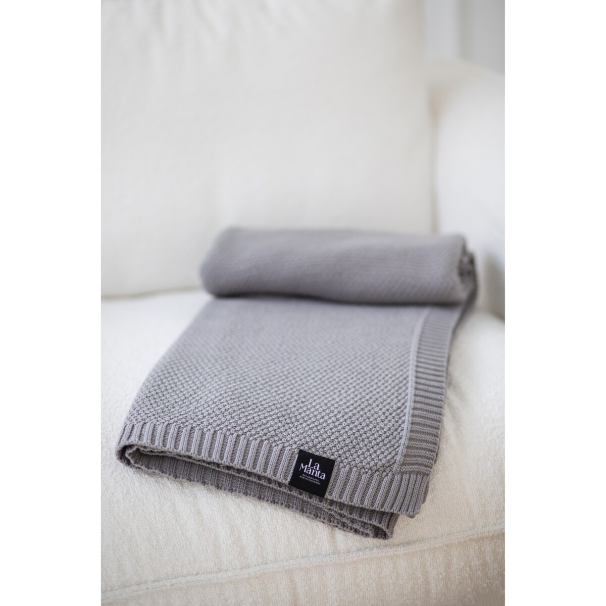 Pled pleciony szary, 130 x 160 cm, La Manta