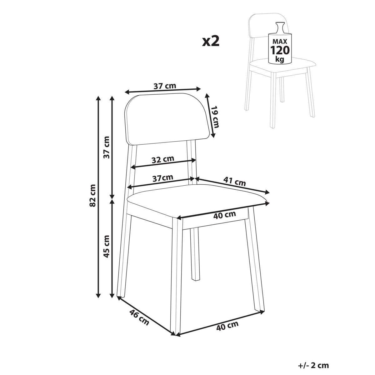 Zestaw 2 krzeseł do jadalni SCANDIA Drewno kauczukowe Jasnoszary