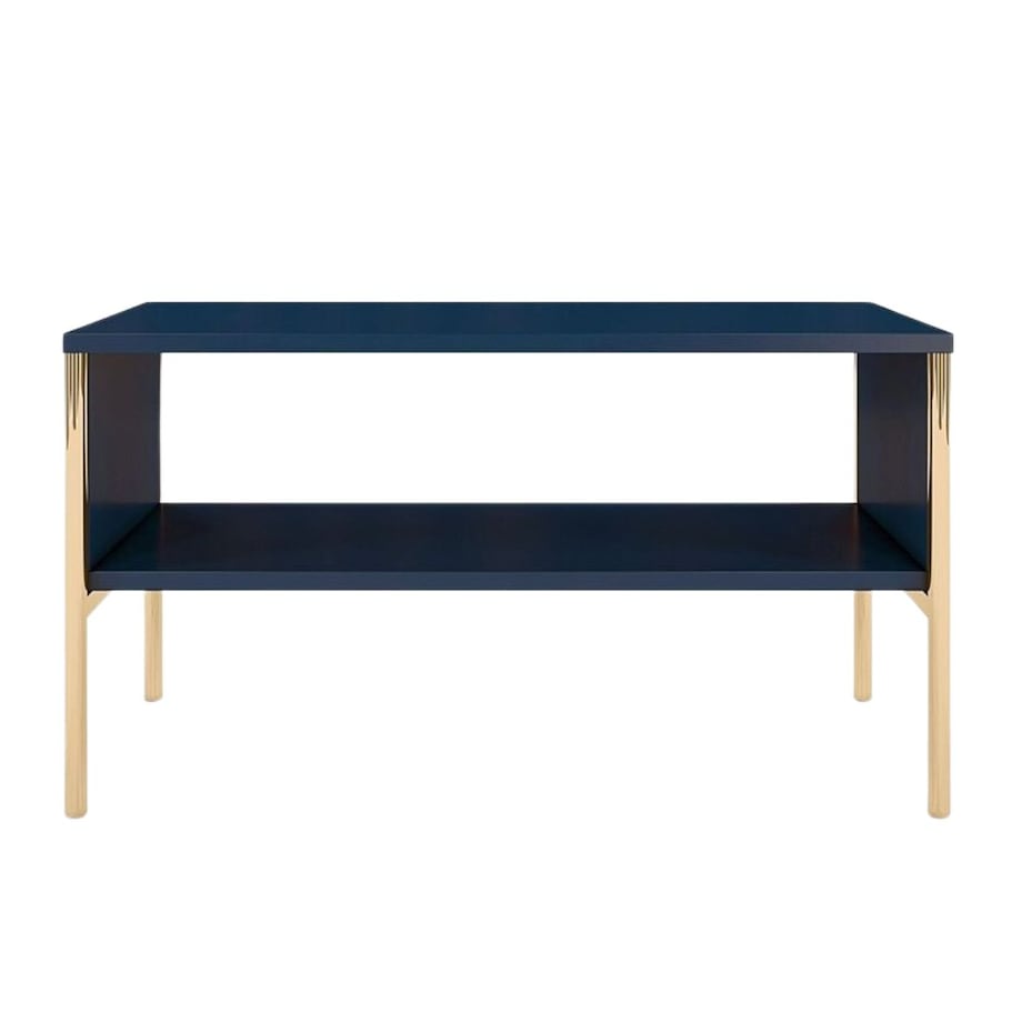 Elegancki granatowy stolik kawowy Skandica POLKA na złotych nóżkach