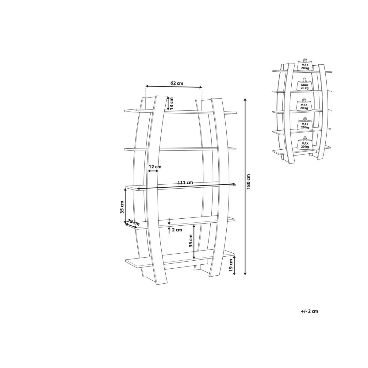 Regał 5 półek czarny KENER
