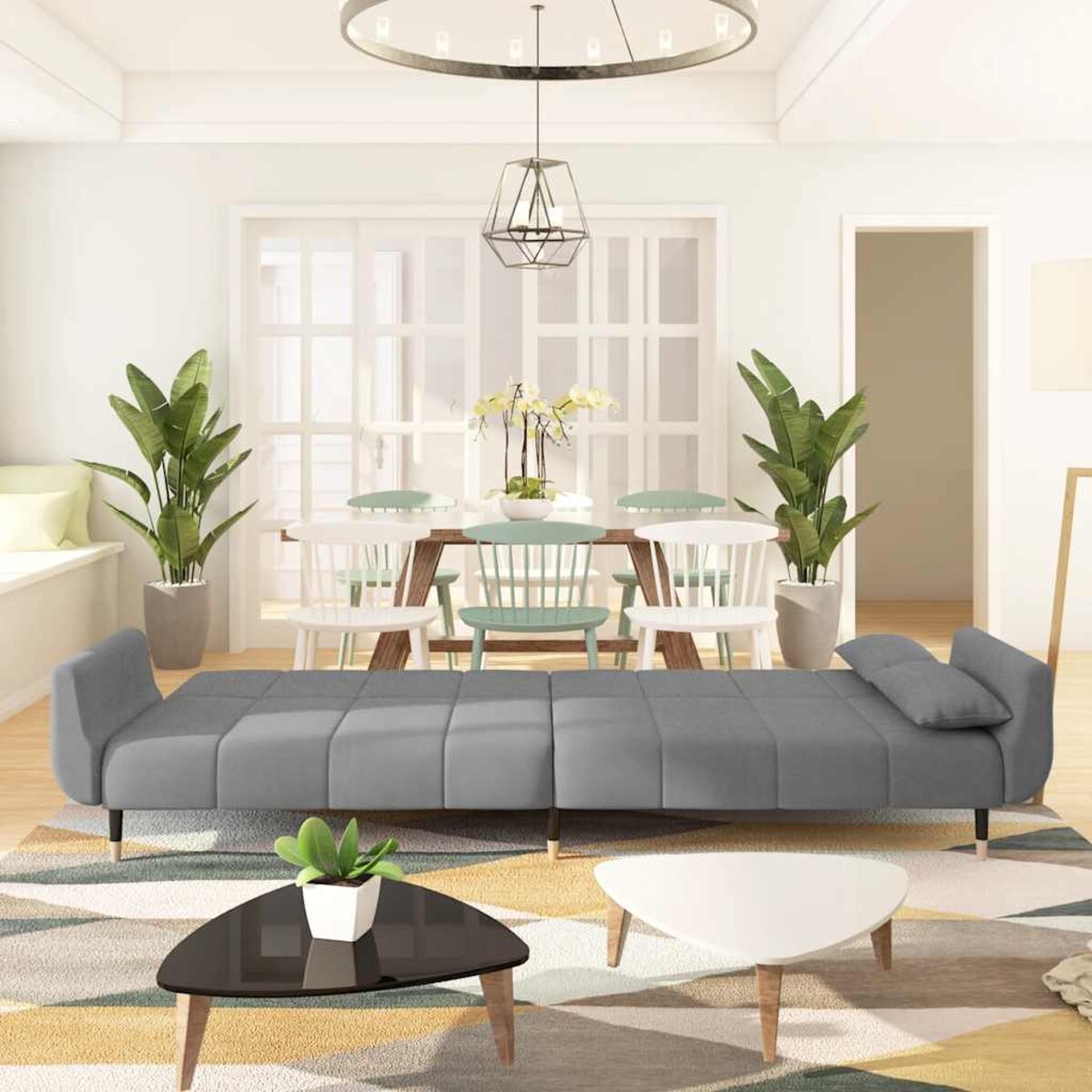 vidaXL 2-osobowa kanapa z 2 poduszkami, jasnoszara, aksamitna