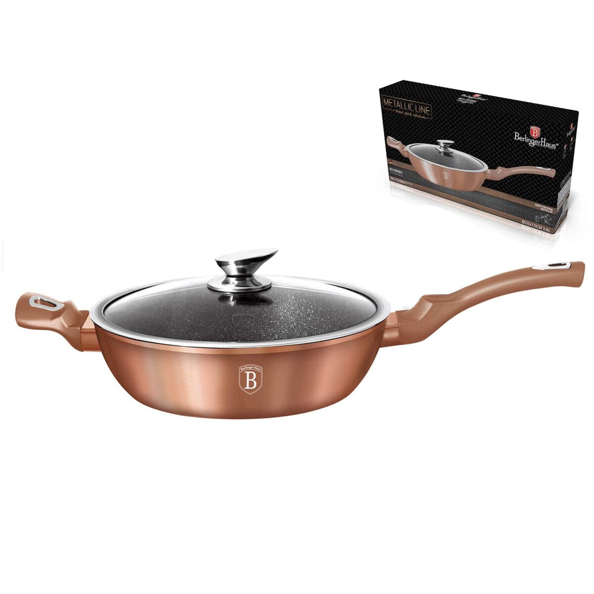Patelnia z powłoką granitową 28cm BERLINGER HAUS Metallic Rosegold