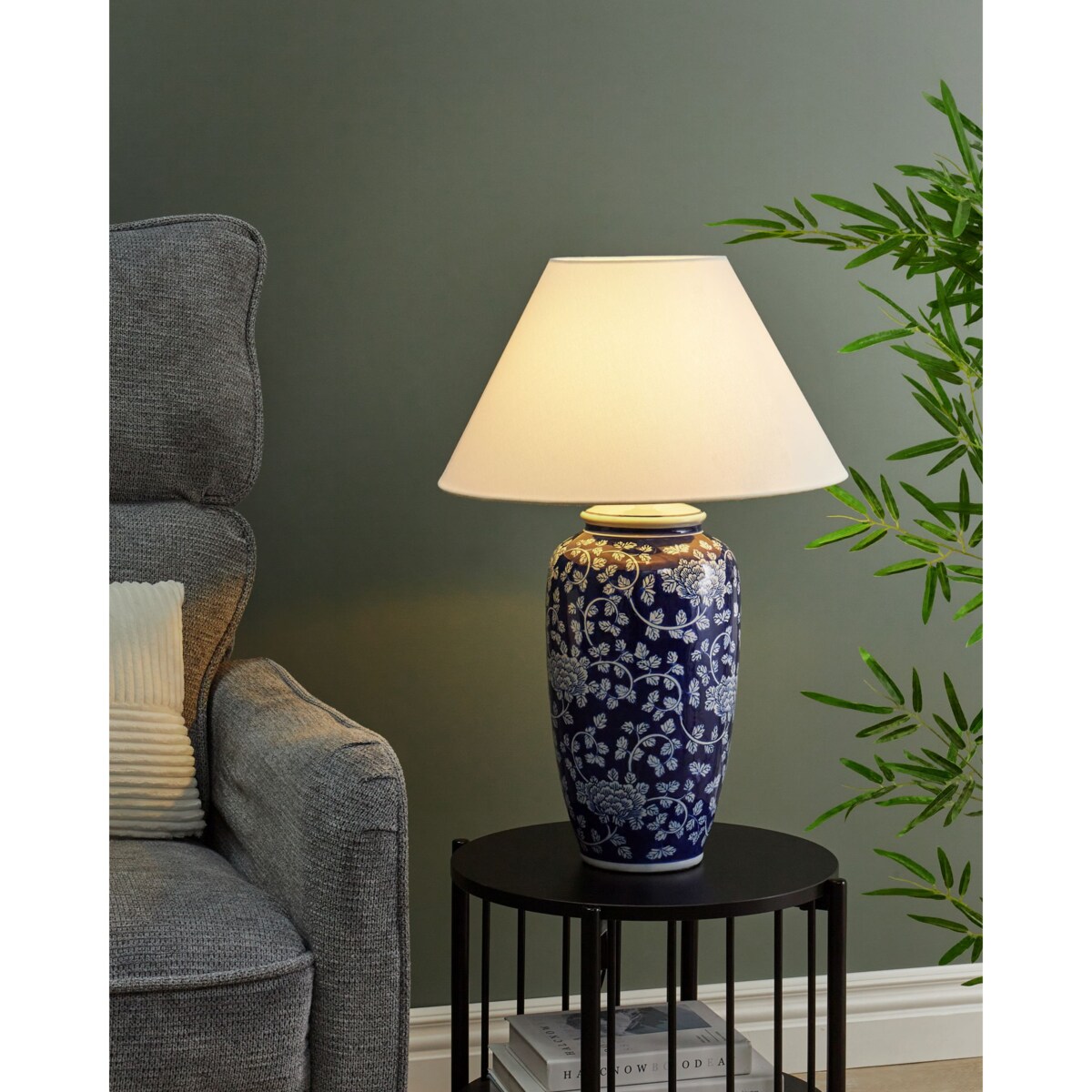 Lampa stołowa ANGELES Porcelana Niebieski