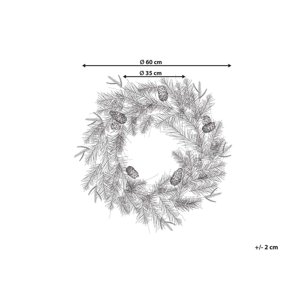 Wianek świąteczny ze światełkami 60 cm zielony KAMERUN