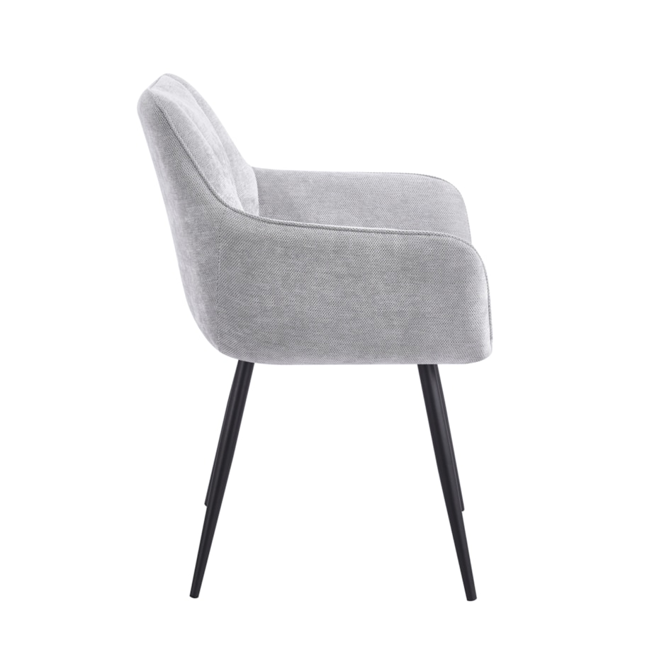 Krzesło szare tapicerowane tkaniną ADELE II do salonu jadalni czarne nogi