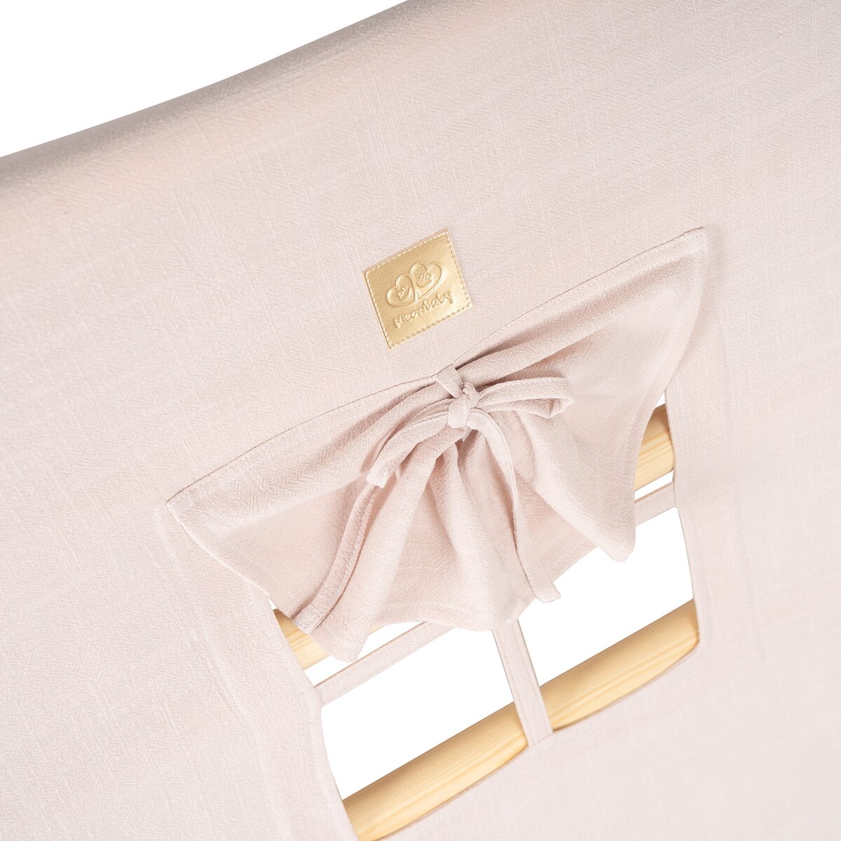 Domek z Drabinką dla Dzieci 60x61cm, Drewno, Len, Wiskoza, Różowy Domek, Naturalna Drabinka