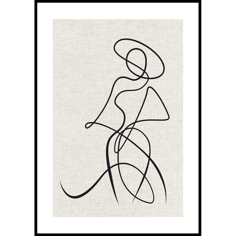 plakat line art kobieta w kapeluszu len1 70x100 cm