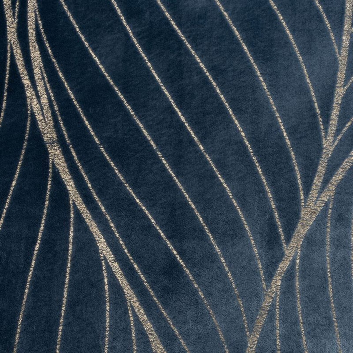 Koc Pled mikrofibra Złote Liście Wzory Roślinne 150 x 200 cm Granatowy miękki